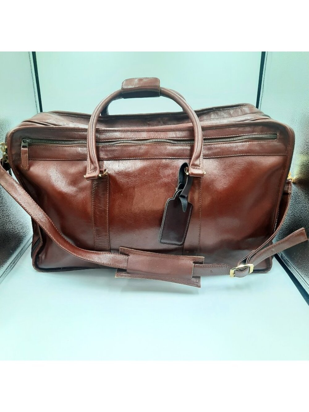 Vintage Tumi Alpha Bag Brown Leather 3 Zip Weekender Duffle Colombia 1975 RARE!